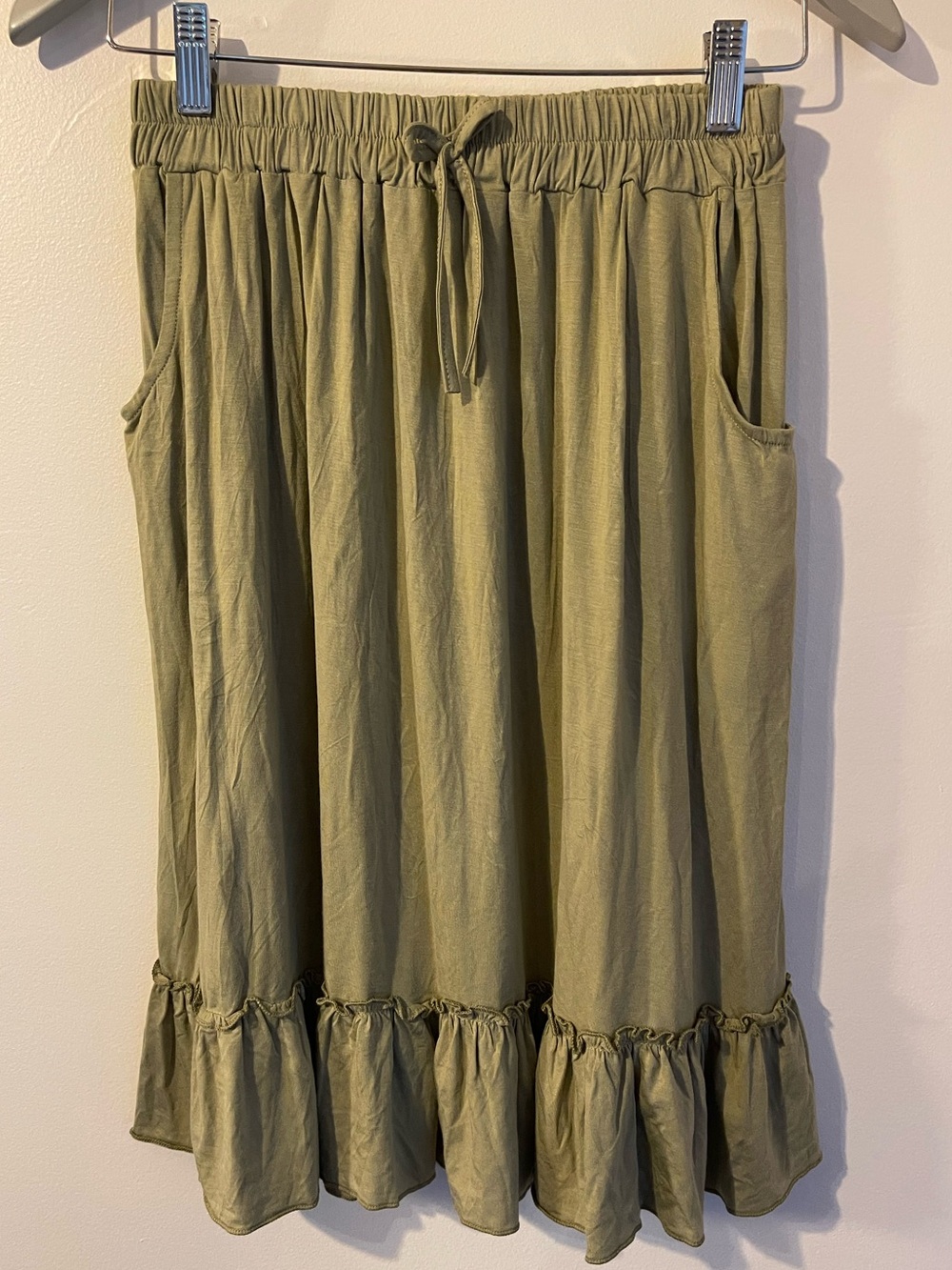 Mi Clothes Vancouver Olive Green Bamboo Ruffle Hem Skirt Size XL NWT